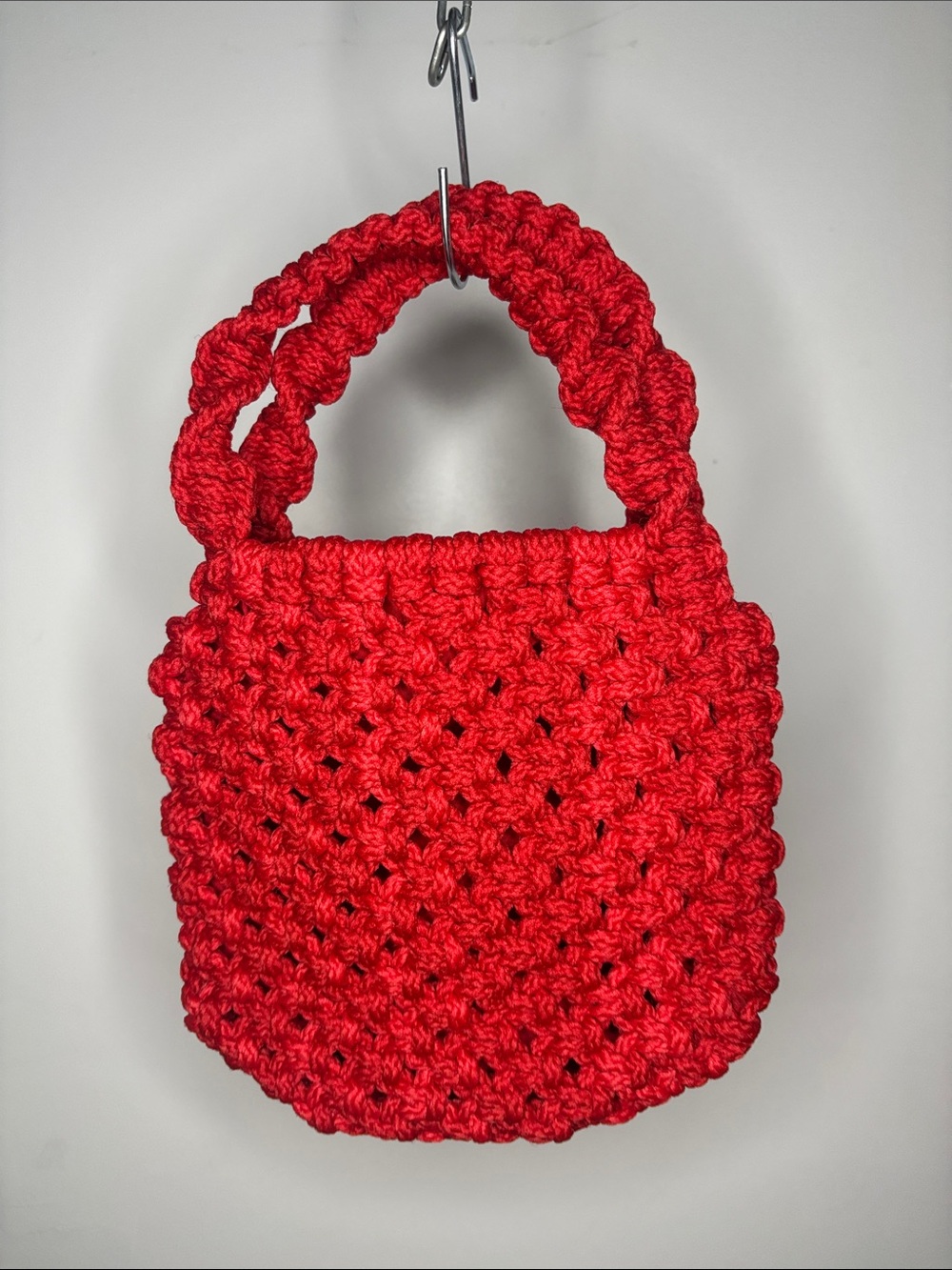 Vintage Cherry Red Crochet Rope Mini Bag Y2K 🍒
